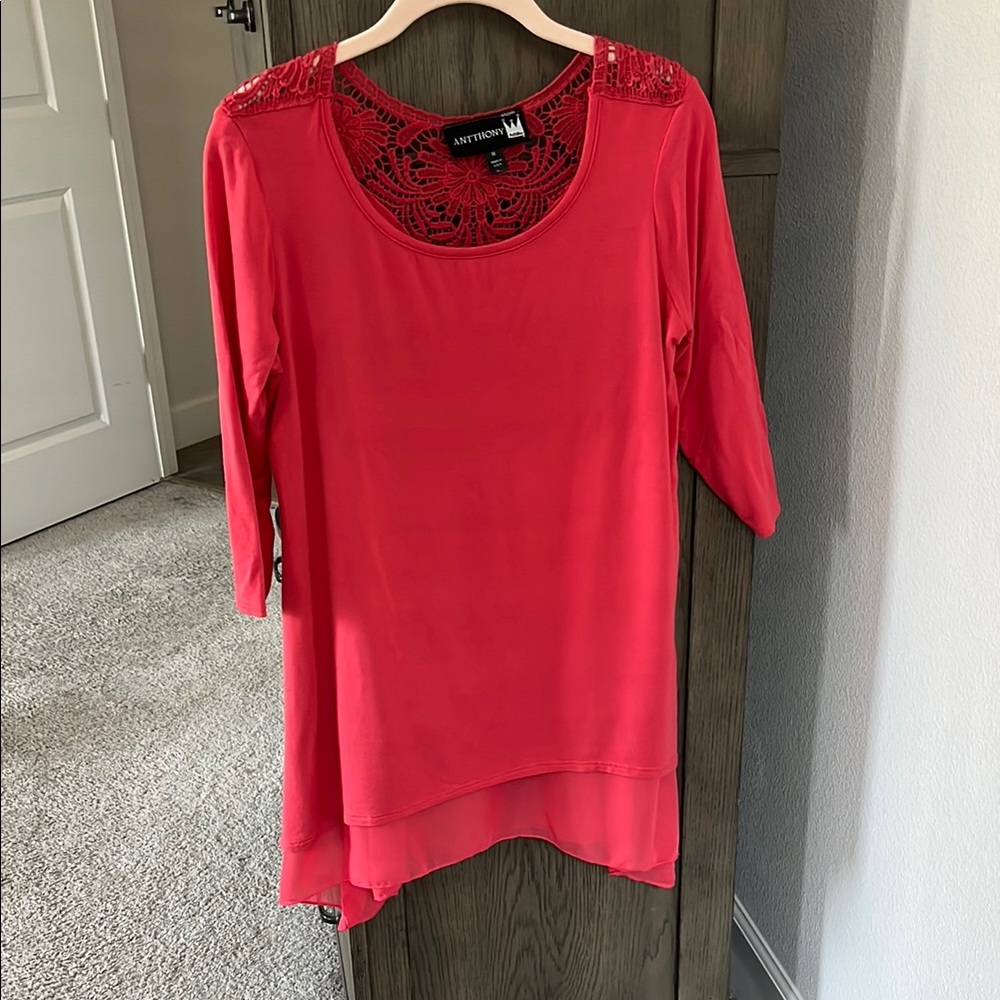 Antthony Pink Asymmetrical Tunic with 3/4 Sleeves